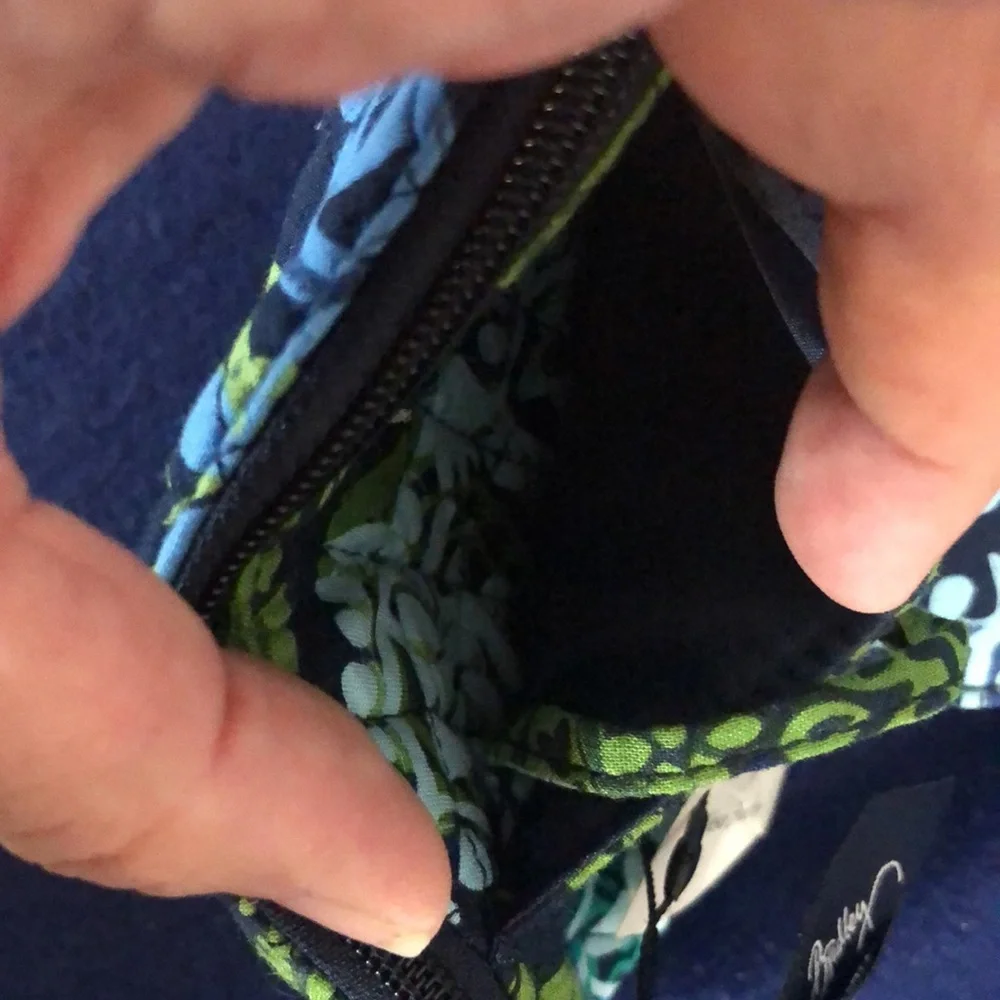 Vera Bradley NWT Mirror Cosmetic Bag Zip Pouch Green Paisley
